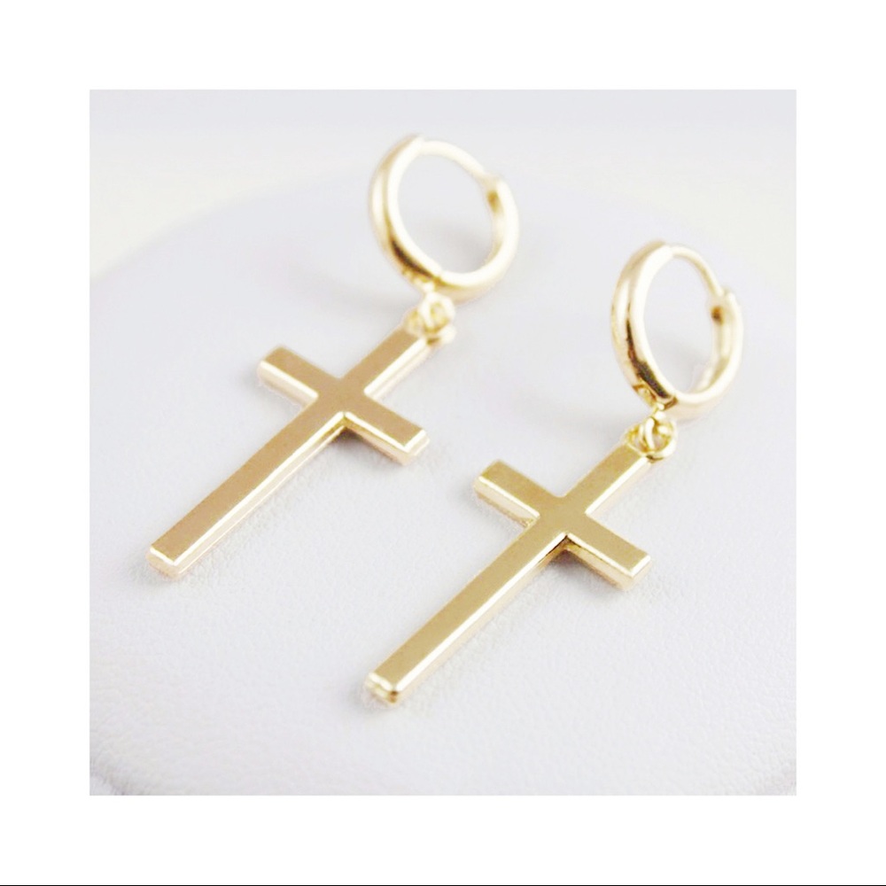 Gold Cross Earrings NWt - Picture 4 of 5